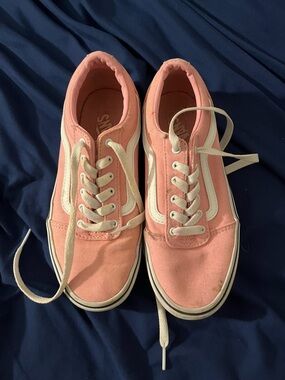 Vans Pink Low-Top Canvas Sneakers with White Stripe